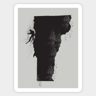 Ski Vermont Skier Distressed Black Illustration Magnet